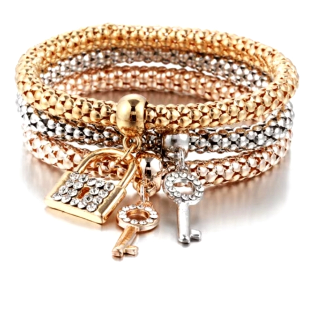 Stackable Bracelets with Lock & Key
